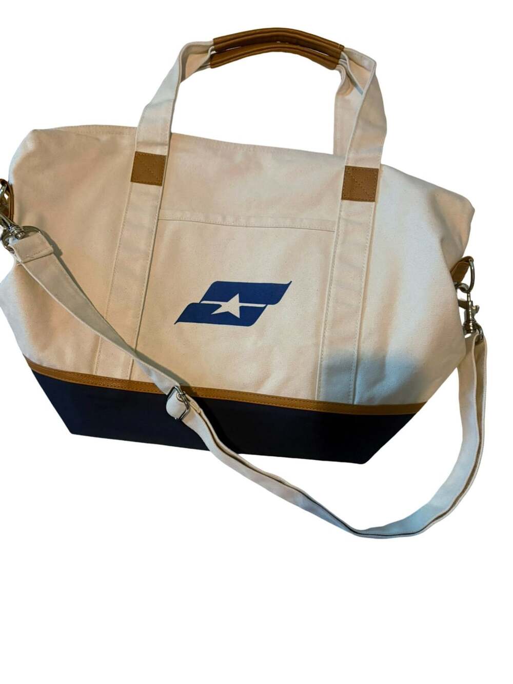 Security Service Federal Credit Union Canvas Tote Bag Duffel with Leather Trim